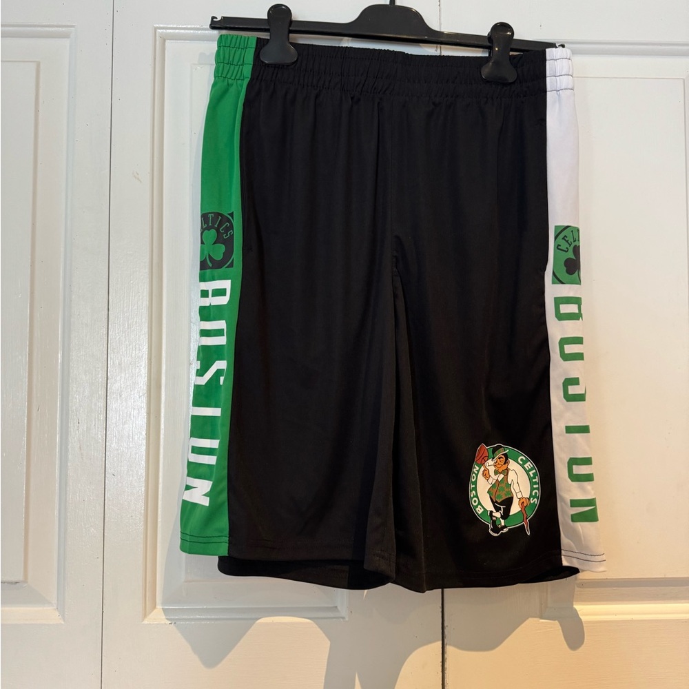 Boston Celtics Black Basketball Shorts with Green & White Panels